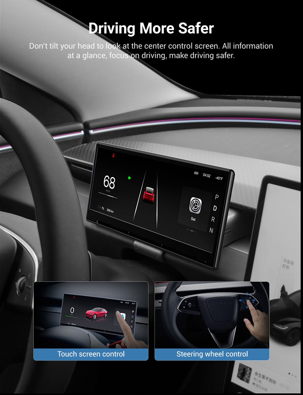 F9 Pro Screen Dashboard Display With Carplay & Android Auto for Model 3 / Model Y
