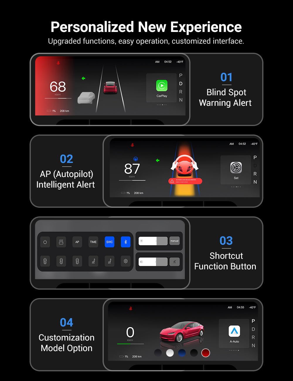 F9 Pro Screen Dashboard Display With Carplay & Android Auto for Model 3 / Model Y