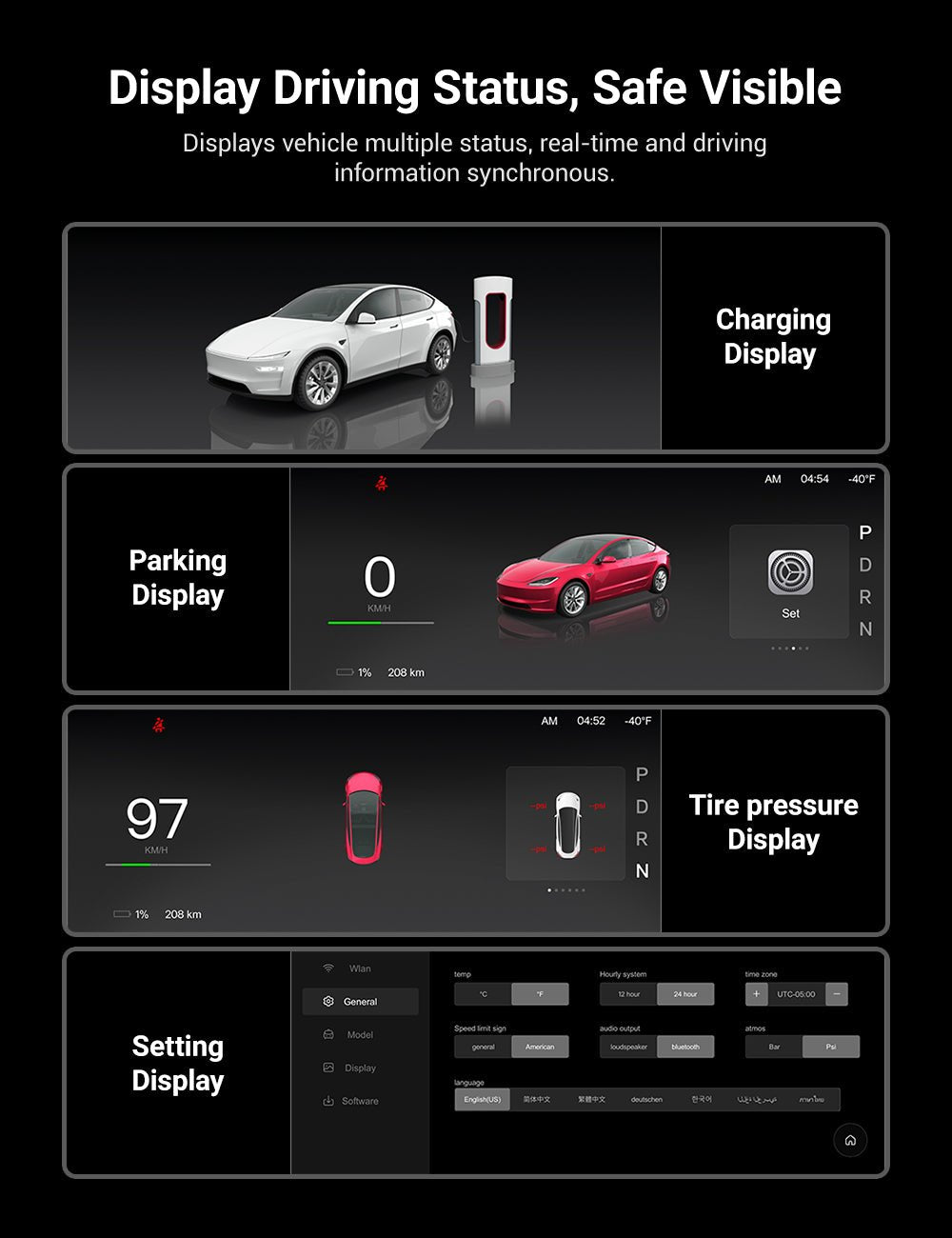F9 Pro Screen Dashboard Display With Carplay & Android Auto for Model 3 / Model Y