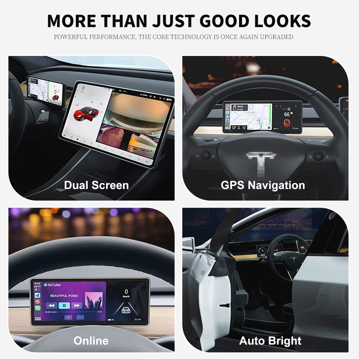 9‘’ Carplay Instrument Dashboard Screen Display for Model 3 / Y
