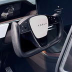 Touch Horn Carbon Fiber Yoke Plaid Steering Wheel Upgrade for Tesla Model S / X 2021-2023
