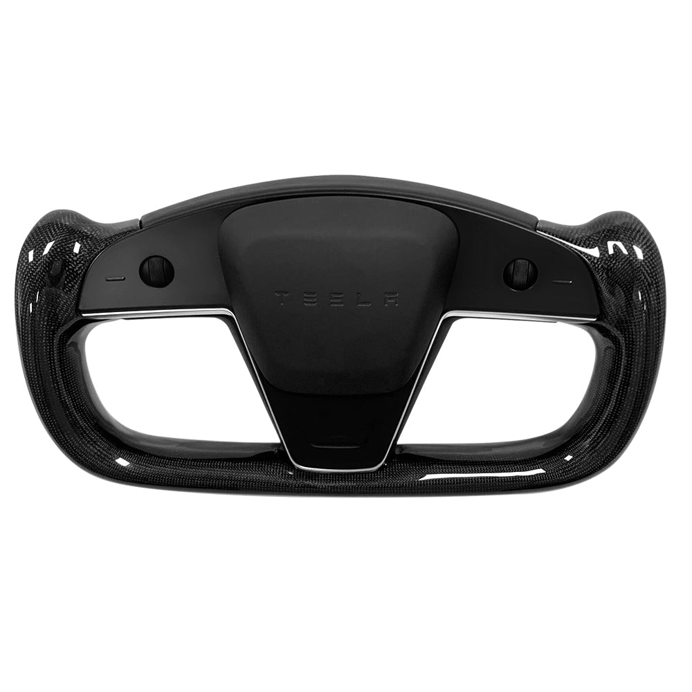 Touch Horn Carbon Fiber Yoke Plaid Steering Wheel Upgrade for Tesla Model S / X 2021-2023