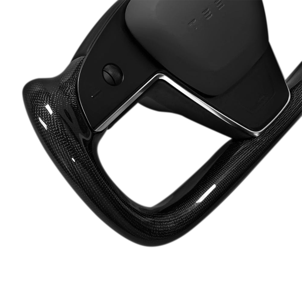 Touch Horn Carbon Fiber Yoke Plaid Steering Wheel Upgrade for Tesla Model S / X 2021-2023