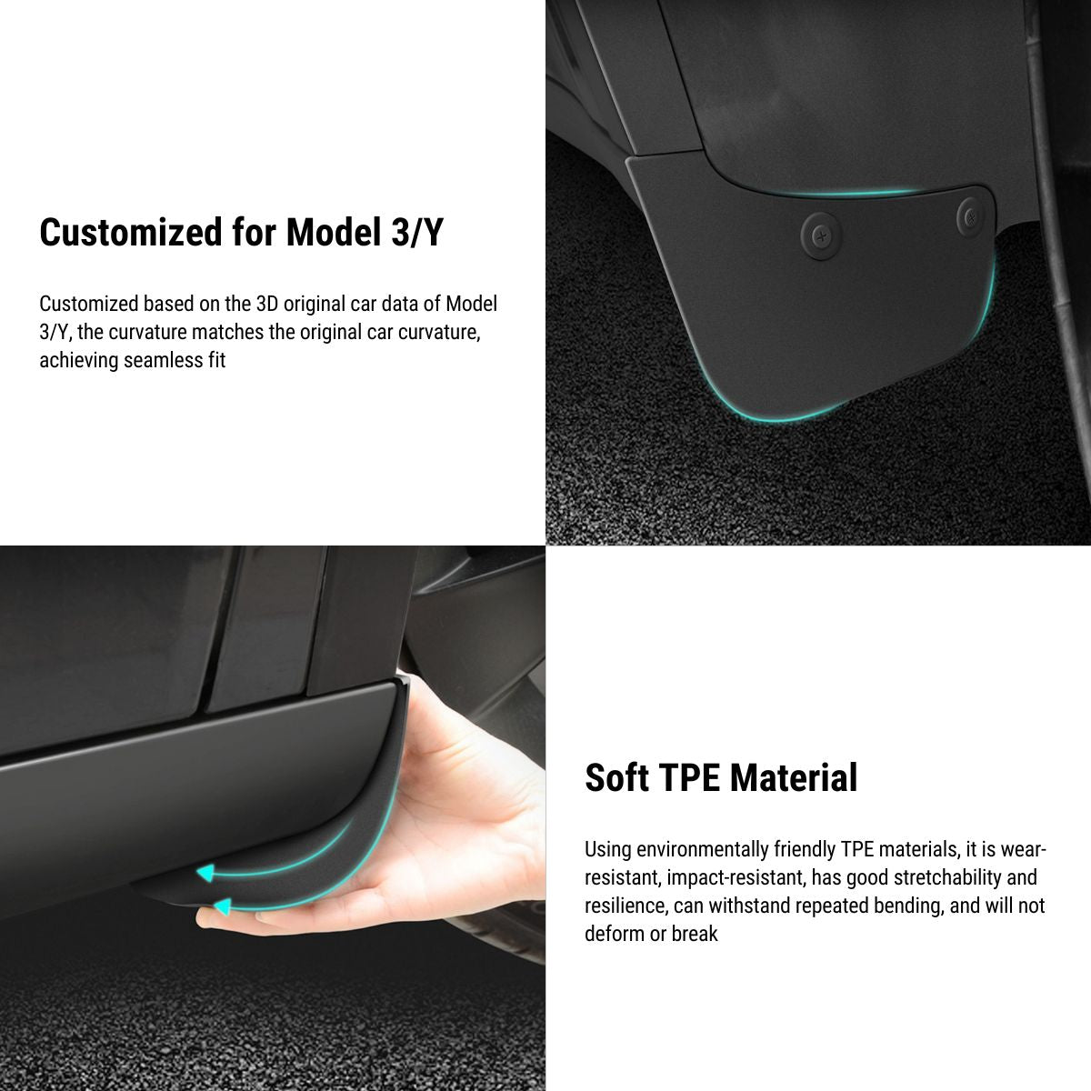 Hidden Form Mudflaps Kit for Model 3 Highland / Y (4PCS)