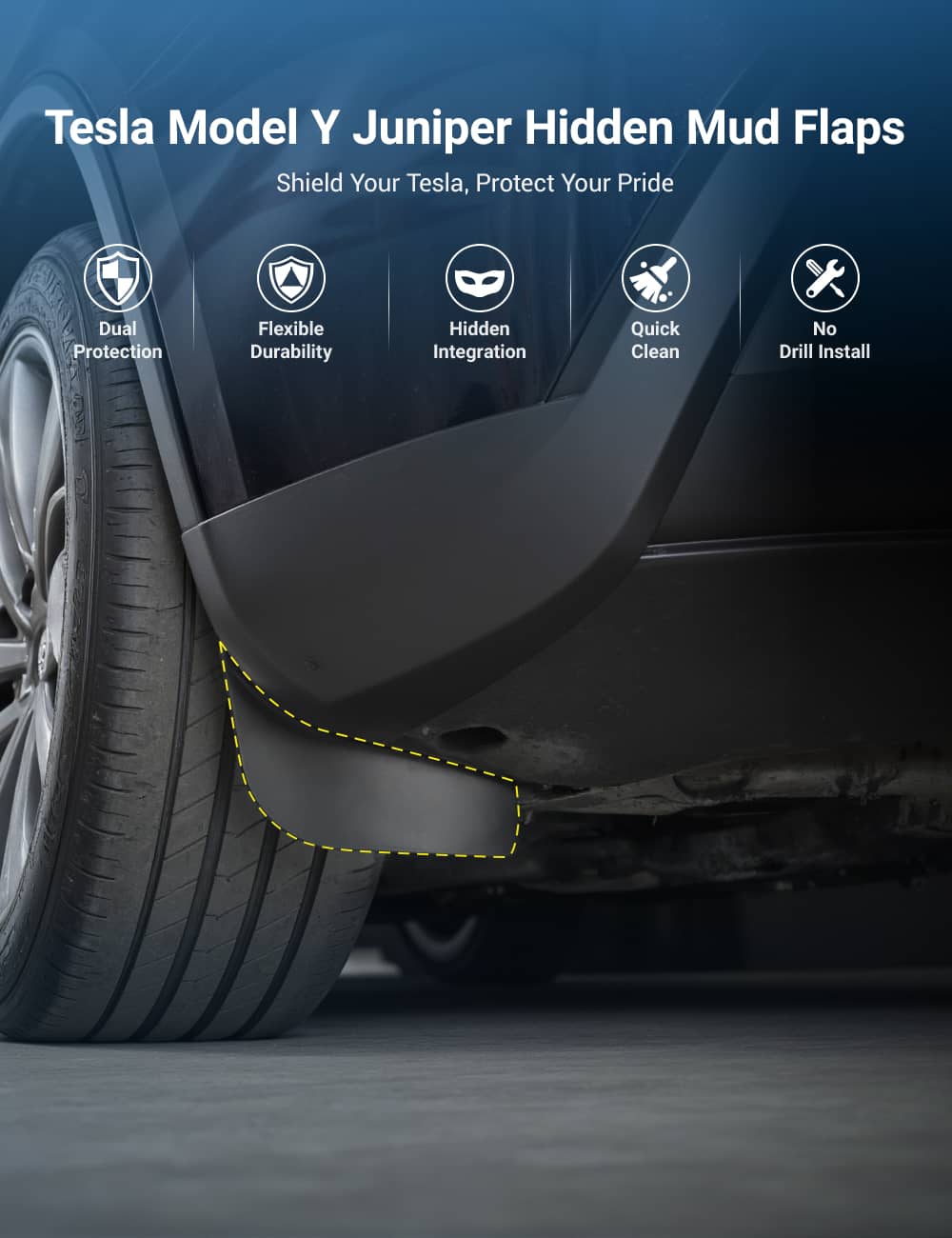 Hidden Mud Flaps for Model Y Juniper | Invisible Protection