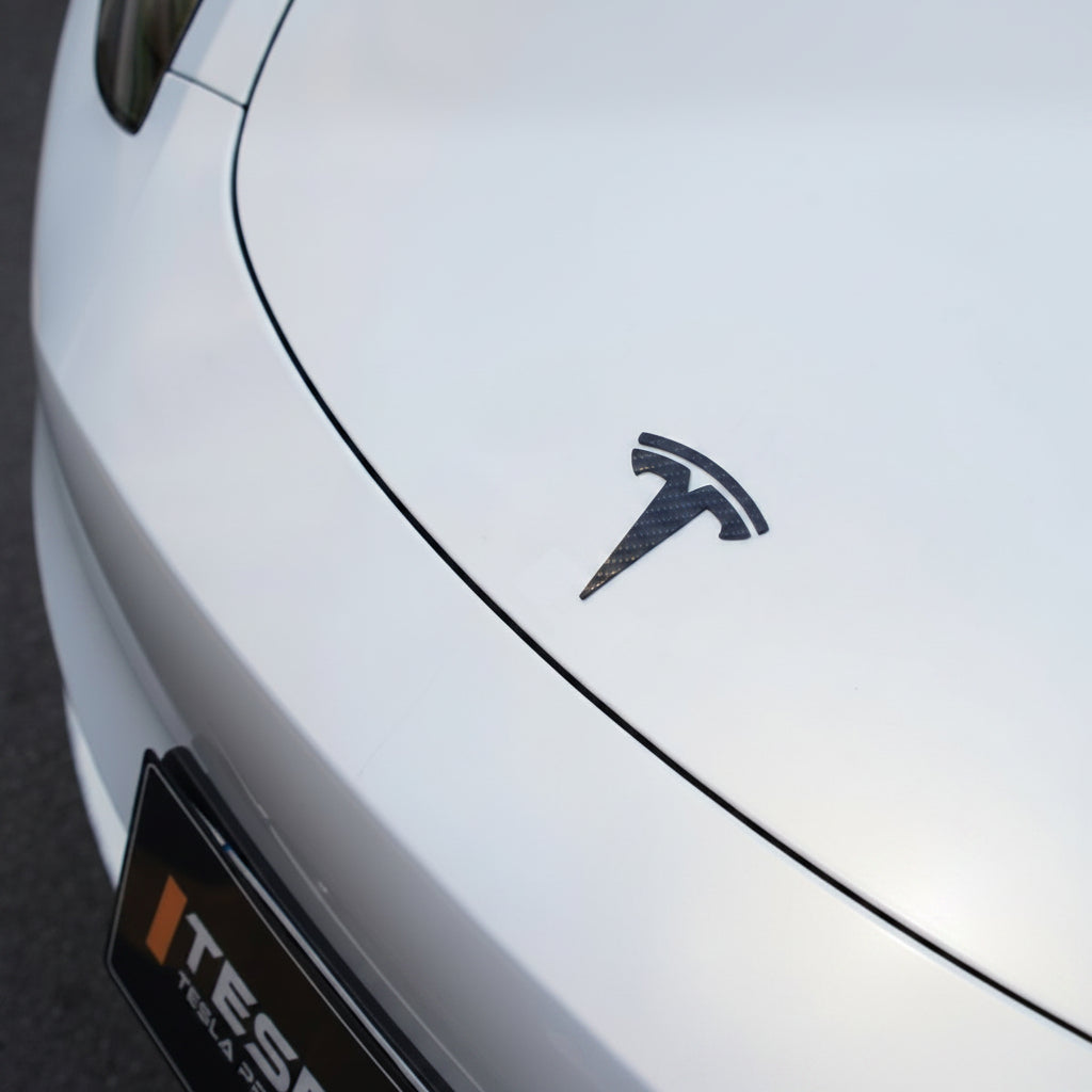 Logo Cover Front Badge Rear Letters Emblem for Tesla Model 3 / Y - Real Carbon Fiber Exterior