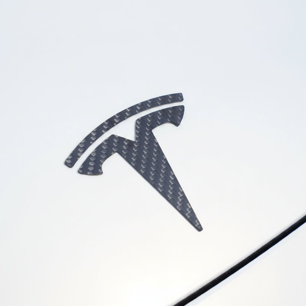 Logo Cover Front Badge Rear Letters Emblem for Tesla Model 3 / Y - Real Carbon Fiber Exterior