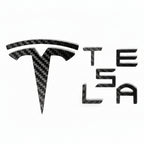Logo Cover Front Badge Rear Letters Emblem for Tesla Model 3 / Y - Real Carbon Fiber Exterior