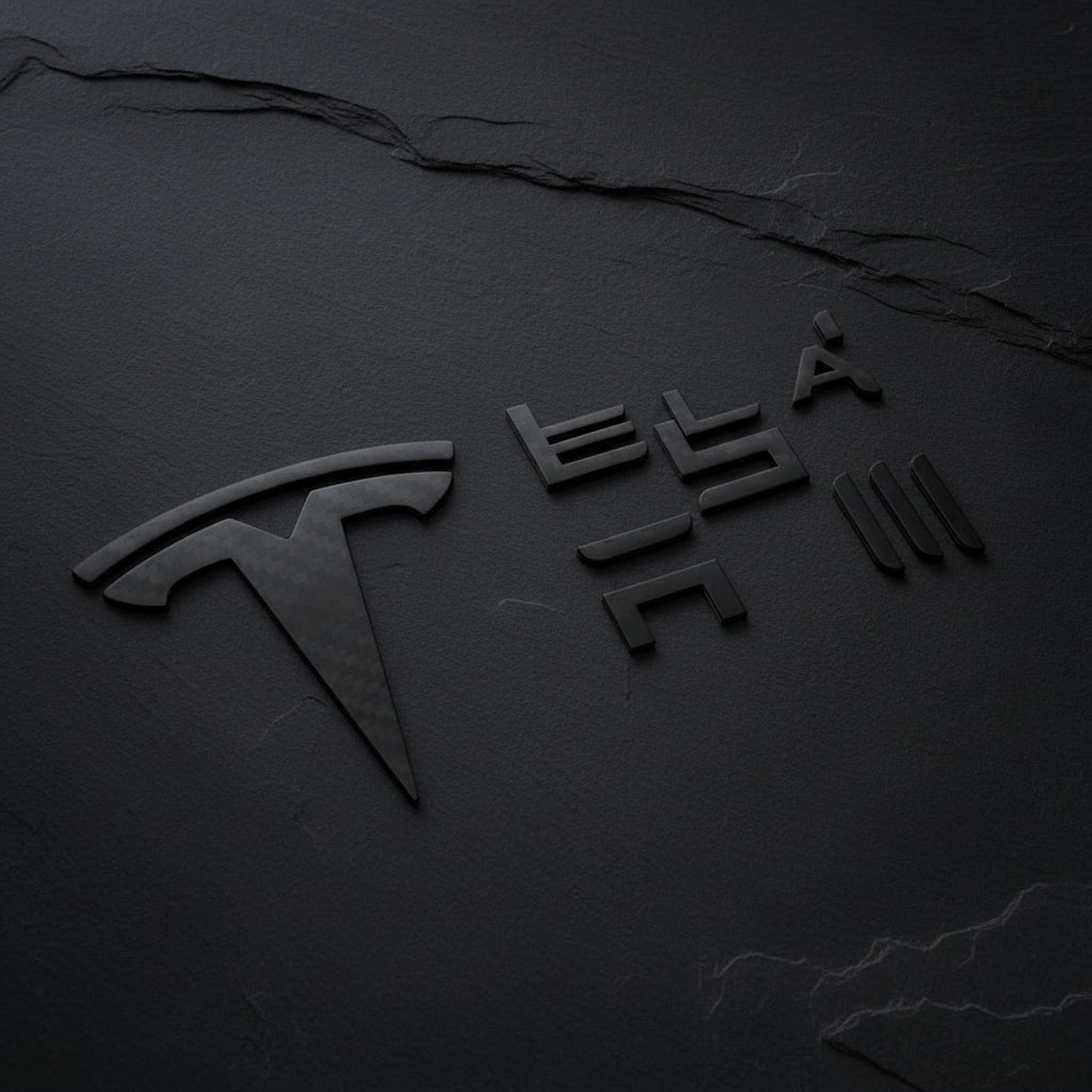 Logo Cover Front Badge Rear Letters Emblem for Tesla Model 3 / Y - Real Carbon Fiber Exterior