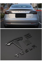 Logo Cover Front Badge Rear Letters Emblem for Tesla Model 3 / Y - Real Carbon Fiber Exterior