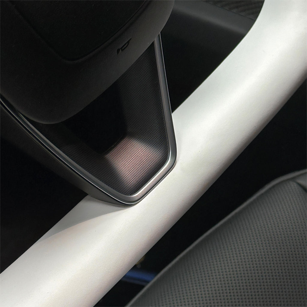 Model 3 Highland & Model Y Juniper Yoke Plaid Steering Wheel 【White Leather】