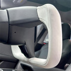 Model 3 Highland & Model Y Juniper Yoke Plaid Steering Wheel 【White Leather】