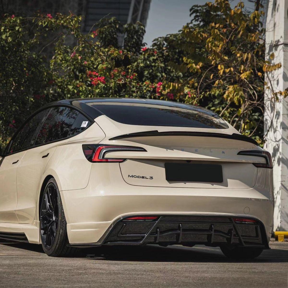 Model 3 Highland Rear Trunk Spoiler - Carbon Fiber Exterior Mods