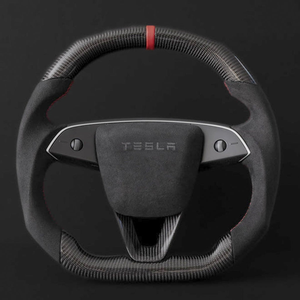 Alcantara Carbon Fiber Steering Wheel for Model 3 Highland / Model Y Juniper