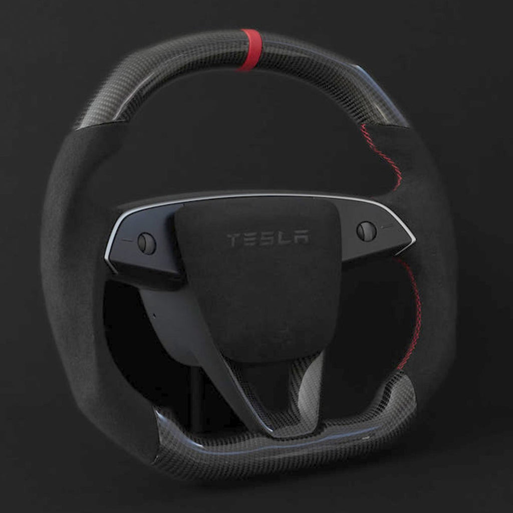 Alcantara Carbon Fiber Steering Wheel for Model 3 Highland / Model Y Juniper