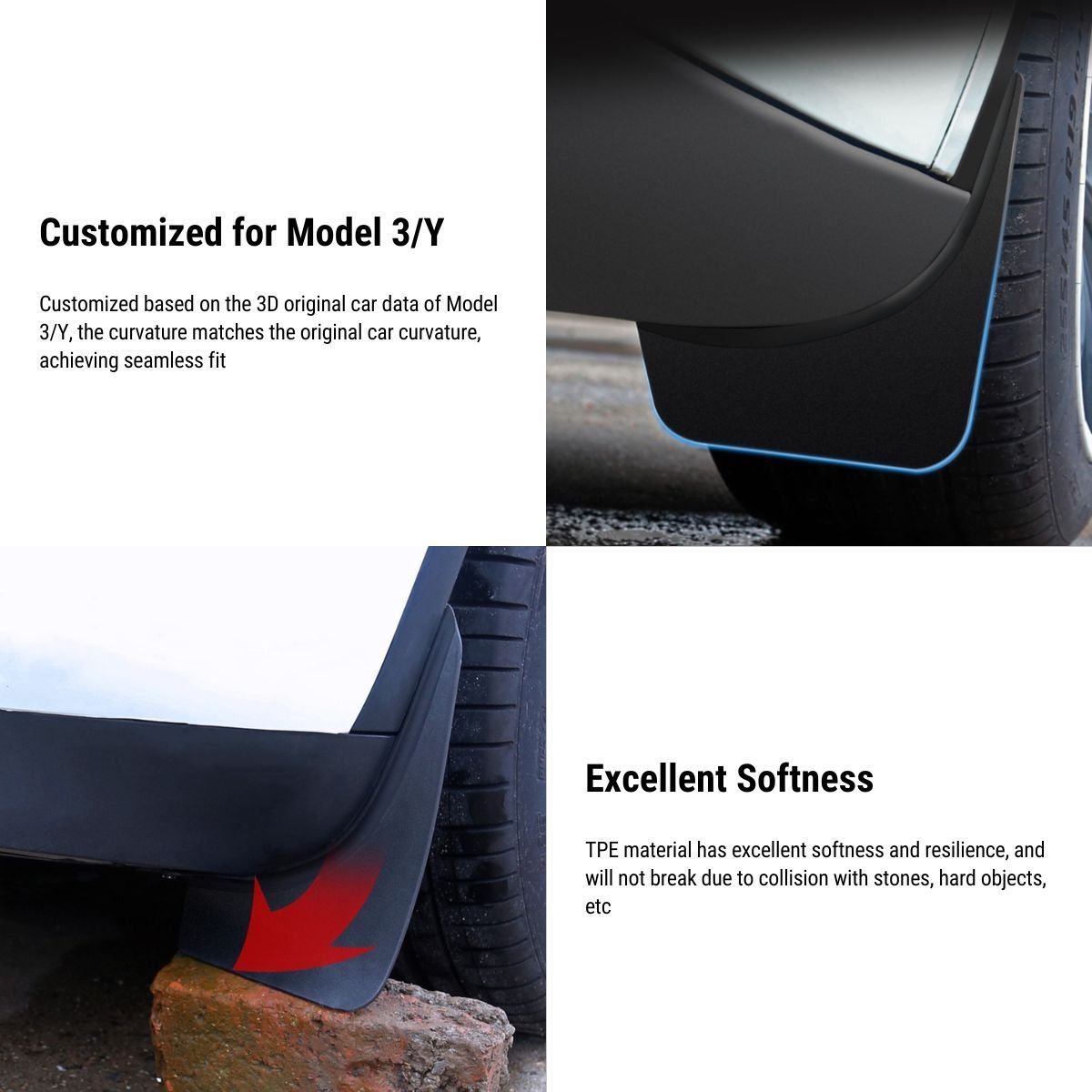 Upgraded OEM Mud Flaps Splash Guards for Model 3 / Model Y
