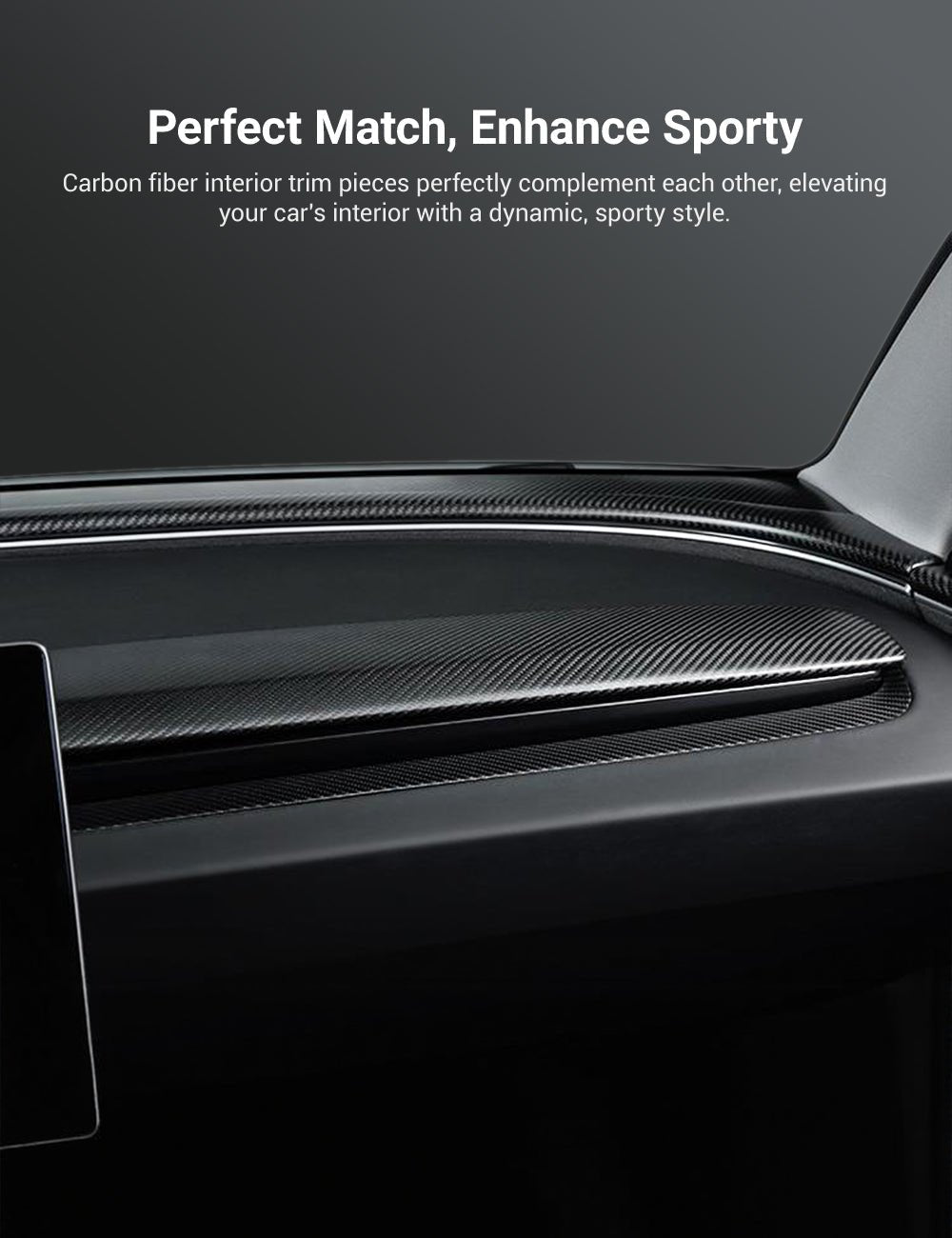 Real Dry Carbon Fiber Dashboard Cover Overlay for Model 3 Highland / Model Y Juniper