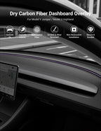 Real Dry Carbon Fiber Dashboard Cover Overlay for Model 3 Highland / Model Y Juniper