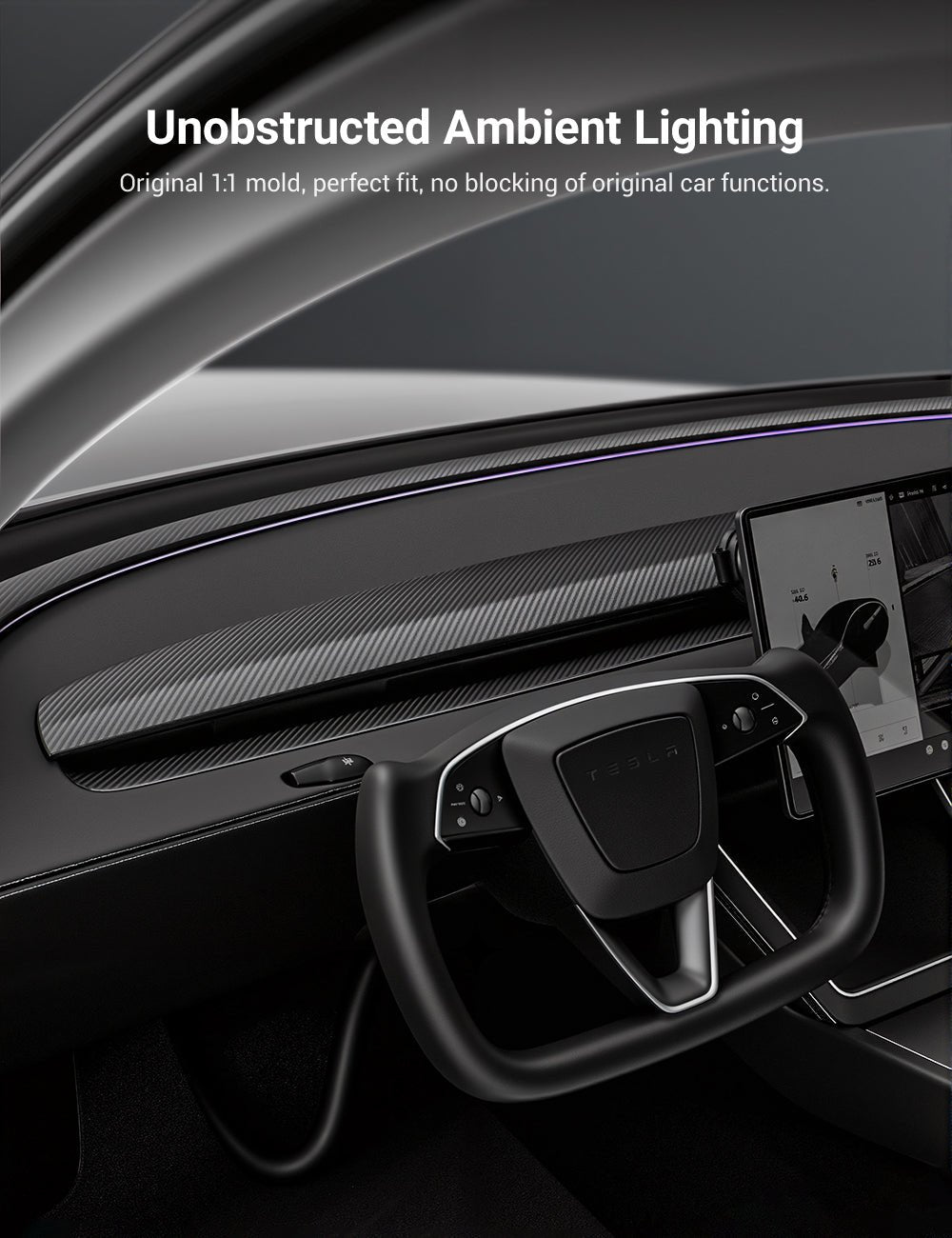 Real Dry Carbon Fiber Dashboard Cover Overlay for Model 3 Highland / Model Y Juniper