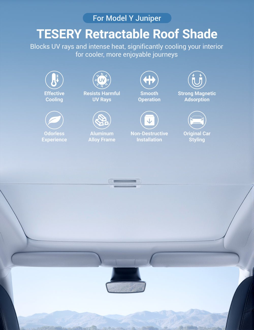 Retractable Sun Shade for Model Y Juniper
