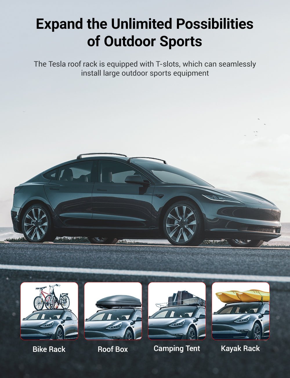 Roof Rack for Tesla Model 3 Highland / Model Y (Set of 2)