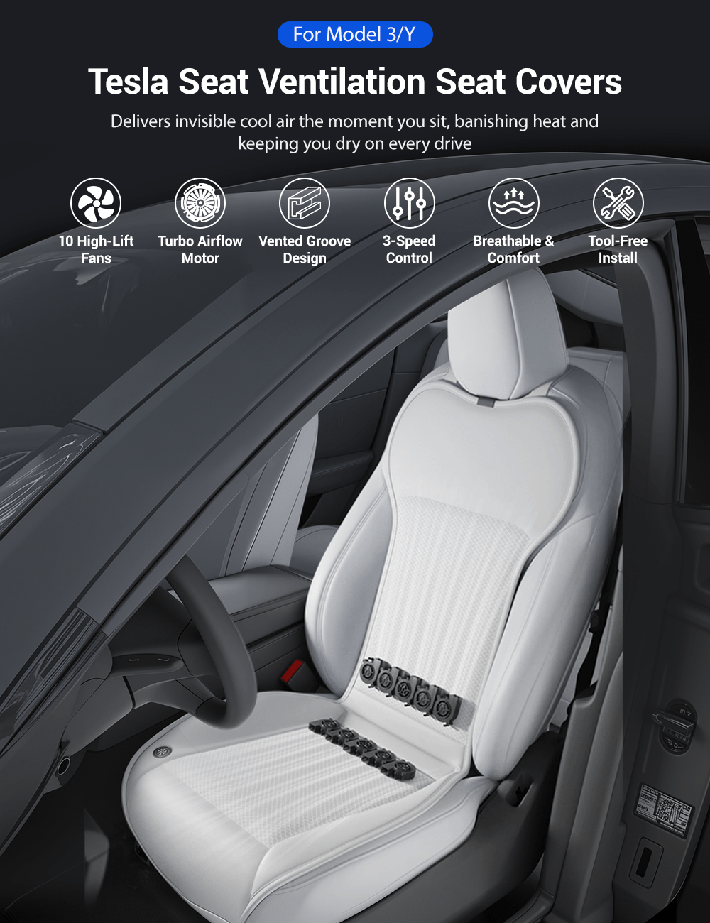 Seat Ventilation Seat Covers for Model 3 Highland & Model Y Juniper