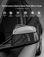 Side Mirror Cover for Model Y Juniper (OEM Style) - Dry Carbon Fiber Exterior Mods