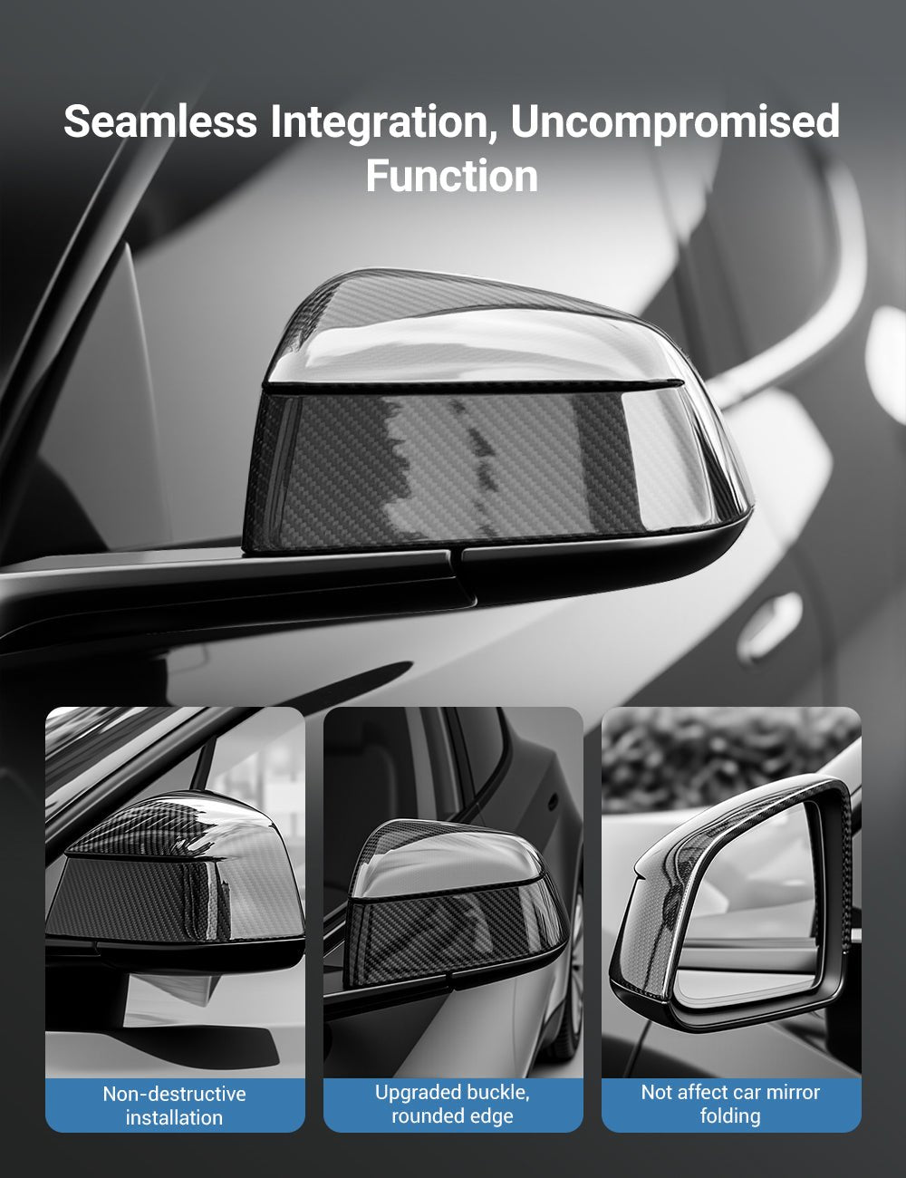 Side Mirror Cover for Model Y Juniper (OEM Style) - Dry Carbon Fiber Exterior Mods