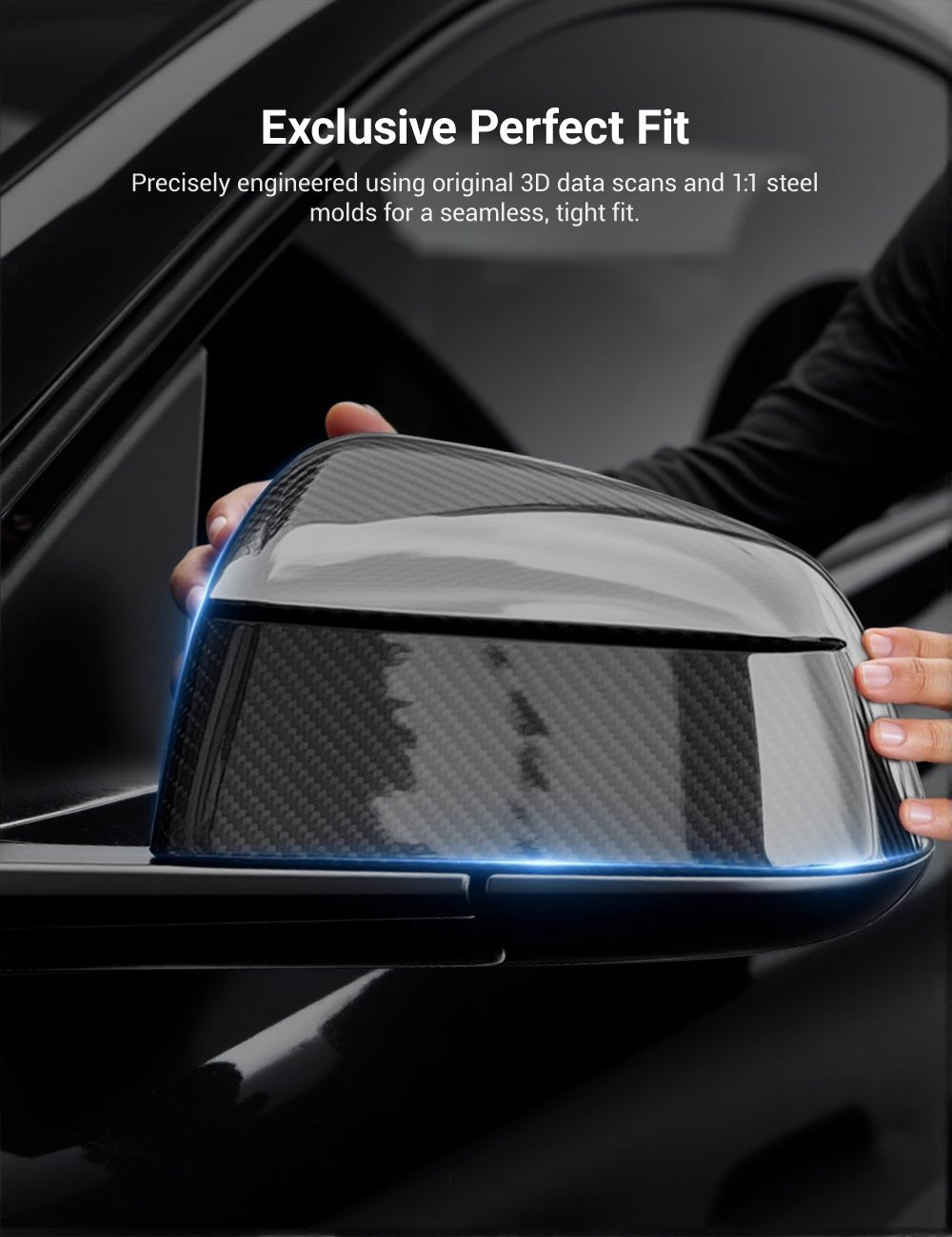 Side Mirror Cover for Model Y Juniper (OEM Style) - Dry Carbon Fiber Exterior Mods