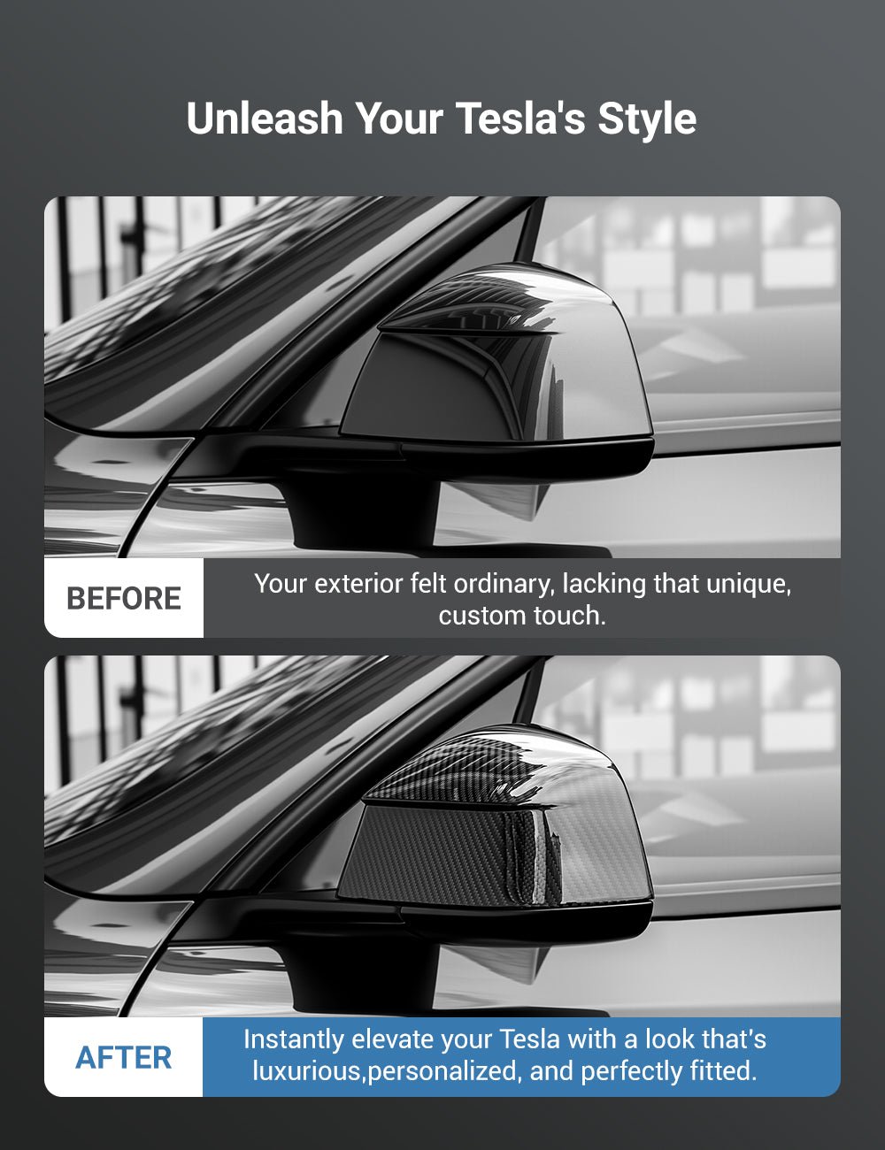 Side Mirror Cover for Model Y Juniper (OEM Style) - Dry Carbon Fiber Exterior Mods