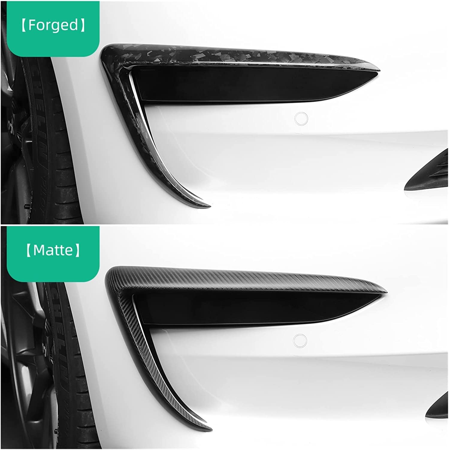 Tesla Model 3 Fog Light Trim - Carbon Fiber Exterior Mods
