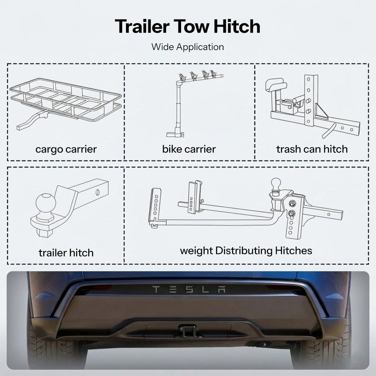 Trailer Tow Hitch for Model Y | 6500 lbs Capacity | No-Drill Install