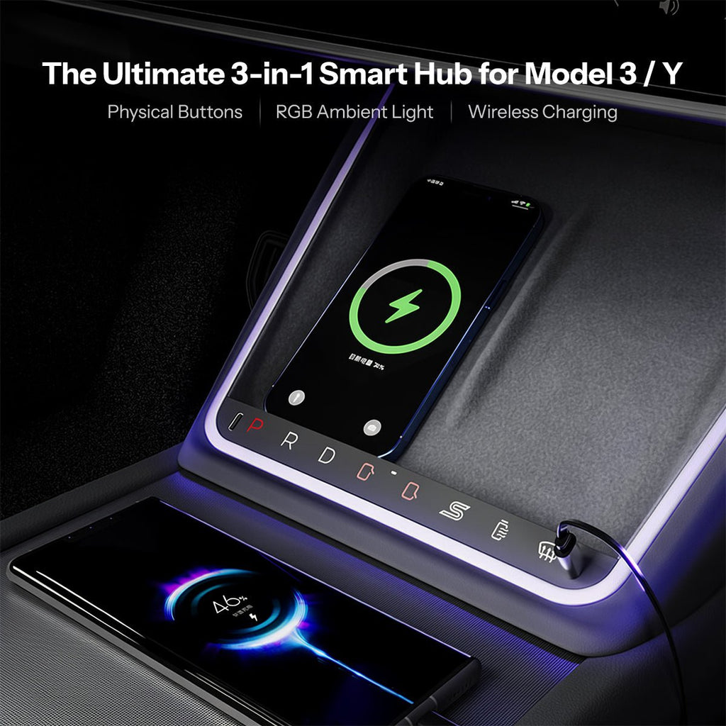 Wireless Charging Smart Button with Ambient Light for Model 3 Highland / Y Juniper