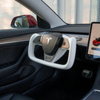 Yoke Plaid Steering Wheel for Tesla Model 3 / Y【White Leather】