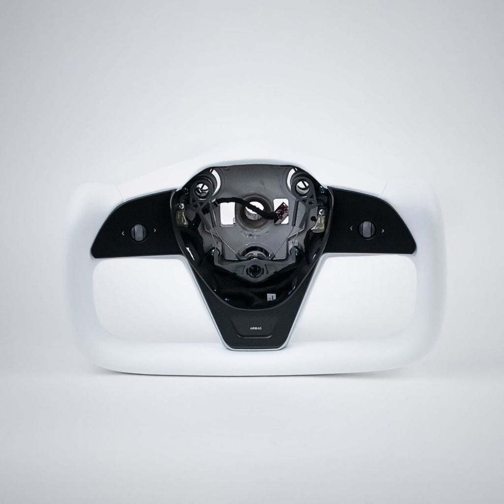 Yoke Plaid Steering Wheel for Tesla Model 3 / Y【White Leather】