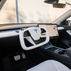 Yoke Plaid Steering Wheel for Tesla Model 3 / Y【White Leather】