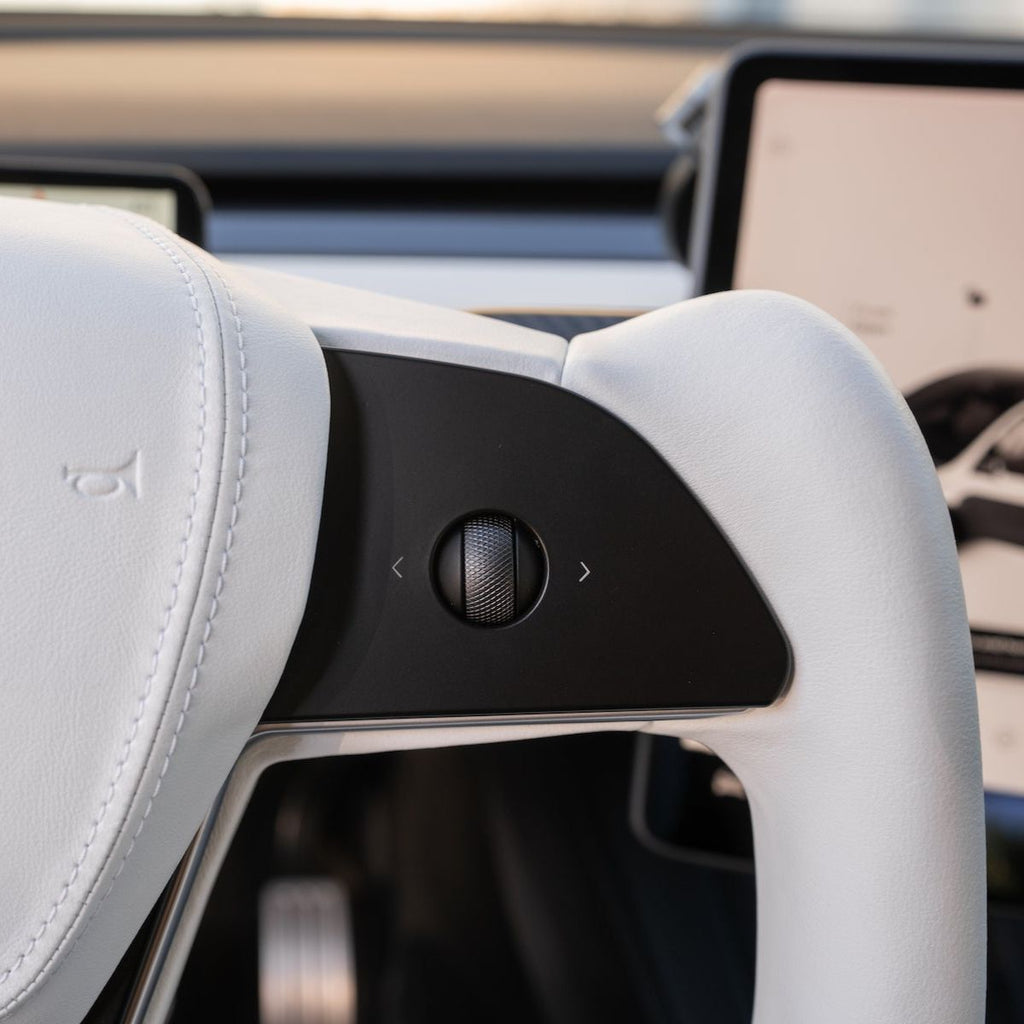 Yoke Plaid Steering Wheel for Tesla Model 3 / Y【White Leather】