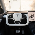 Yoke Plaid Steering Wheel for Tesla Model 3 / Y【White Leather】