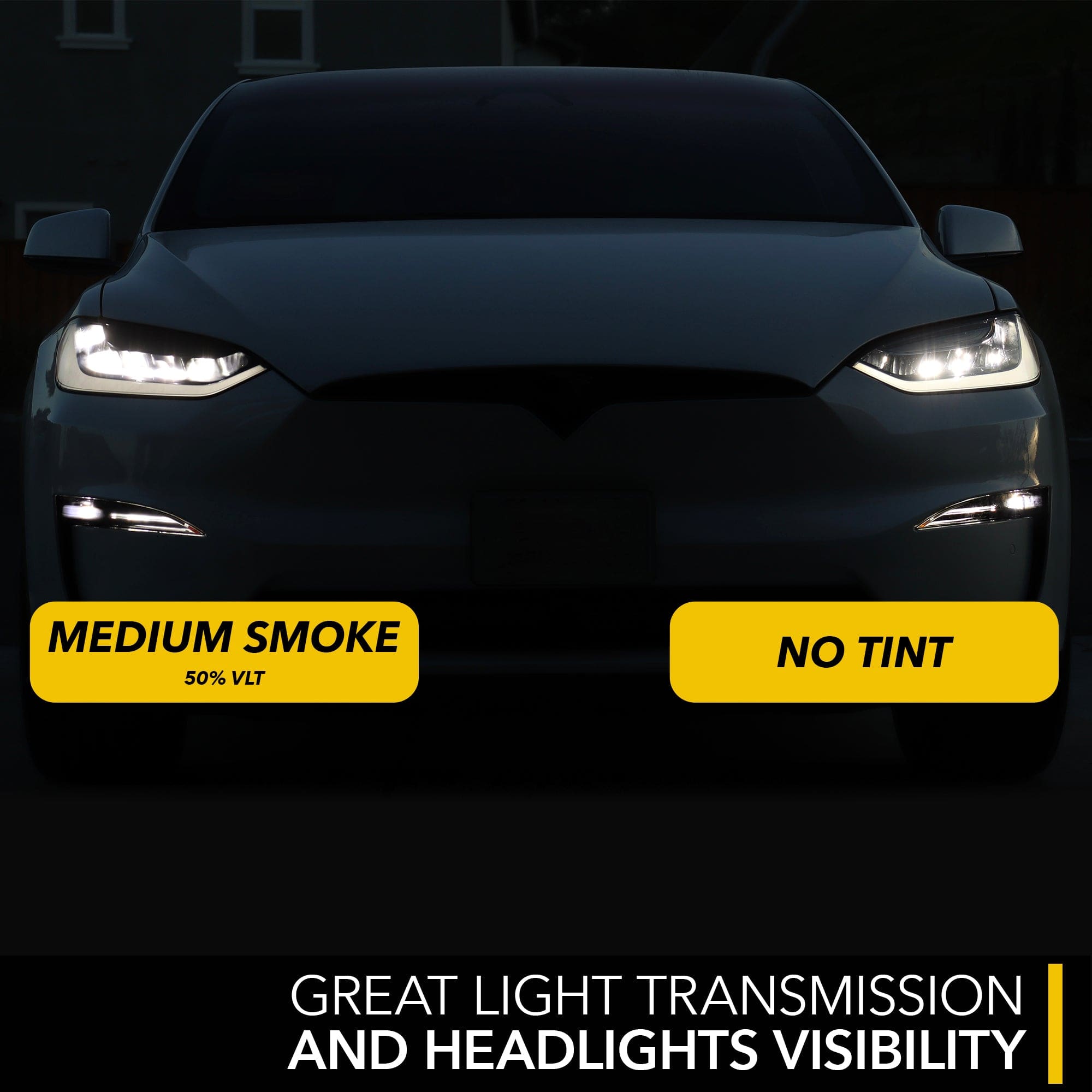 Headlights Clear PPF / Smoke Tinted PPF | Tesla Model X 2016-2026 - Smokey Headlamp Covers