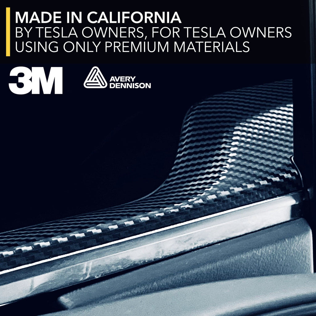 Interior Vinyl Wrap Kit | Tesla Model X 2021-2026 (Refresh)- Plaid Style Black Carbon Fiber