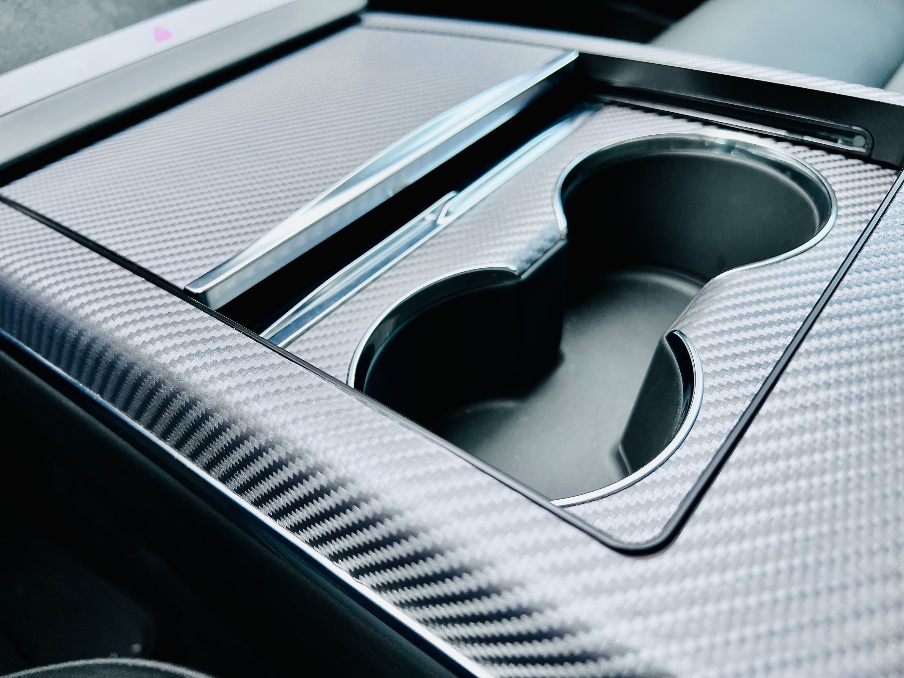 Interior Vinyl Wrap Kit | Tesla Model X 2021-2026 (Refresh)- Plaid Style Black Carbon Fiber