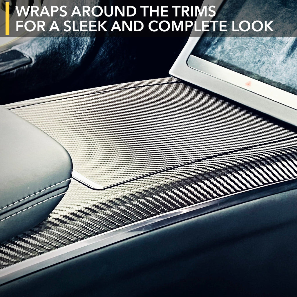 Interior Vinyl Wrap Kit | Tesla Model X 2021-2026 (Refresh)- Plaid Style Black Carbon Fiber