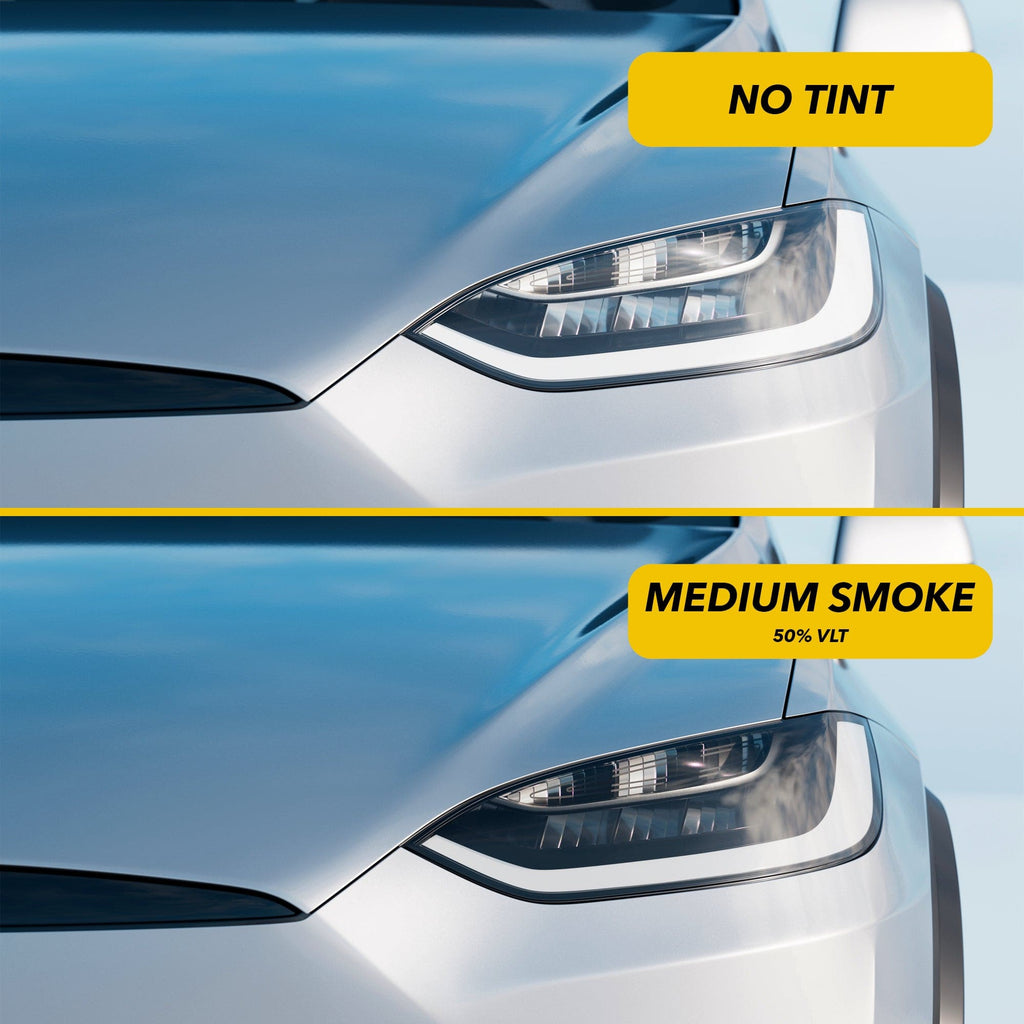 Headlights Clear PPF / Smoke Tinted PPF | Tesla Model X 2016-2026 - Smokey Headlamp Covers
