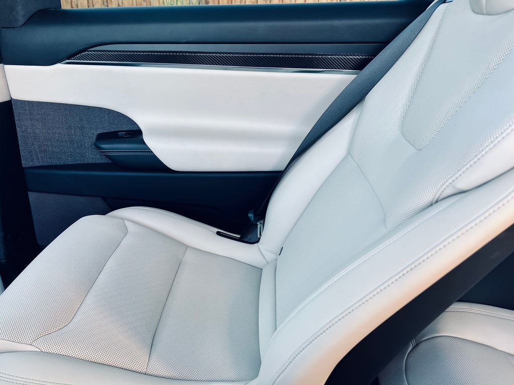 Interior Vinyl Wrap Kit | Tesla Model X 2021-2026 (Refresh)- Plaid Style Black Carbon Fiber