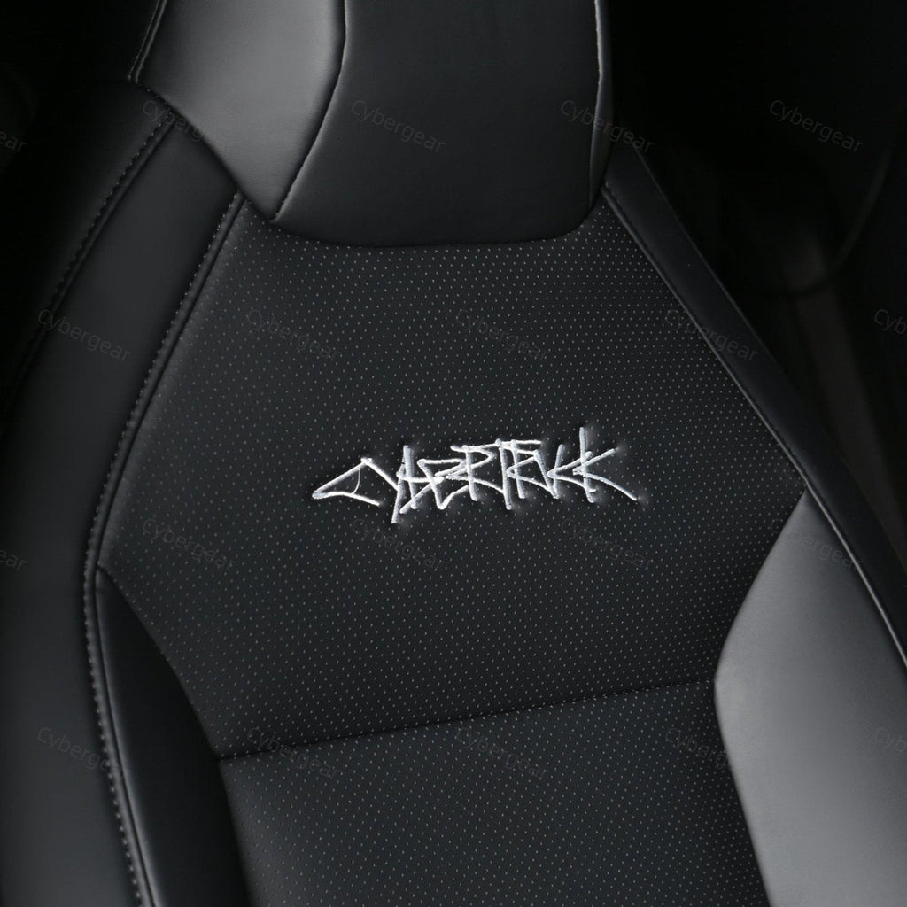Tesla Cybertruck Seat Covers Leather Seat Protector Full Coverage(Black/White)