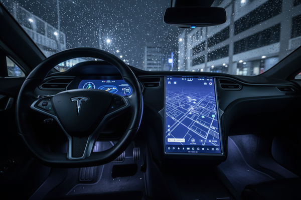 Tesla driver POV interior