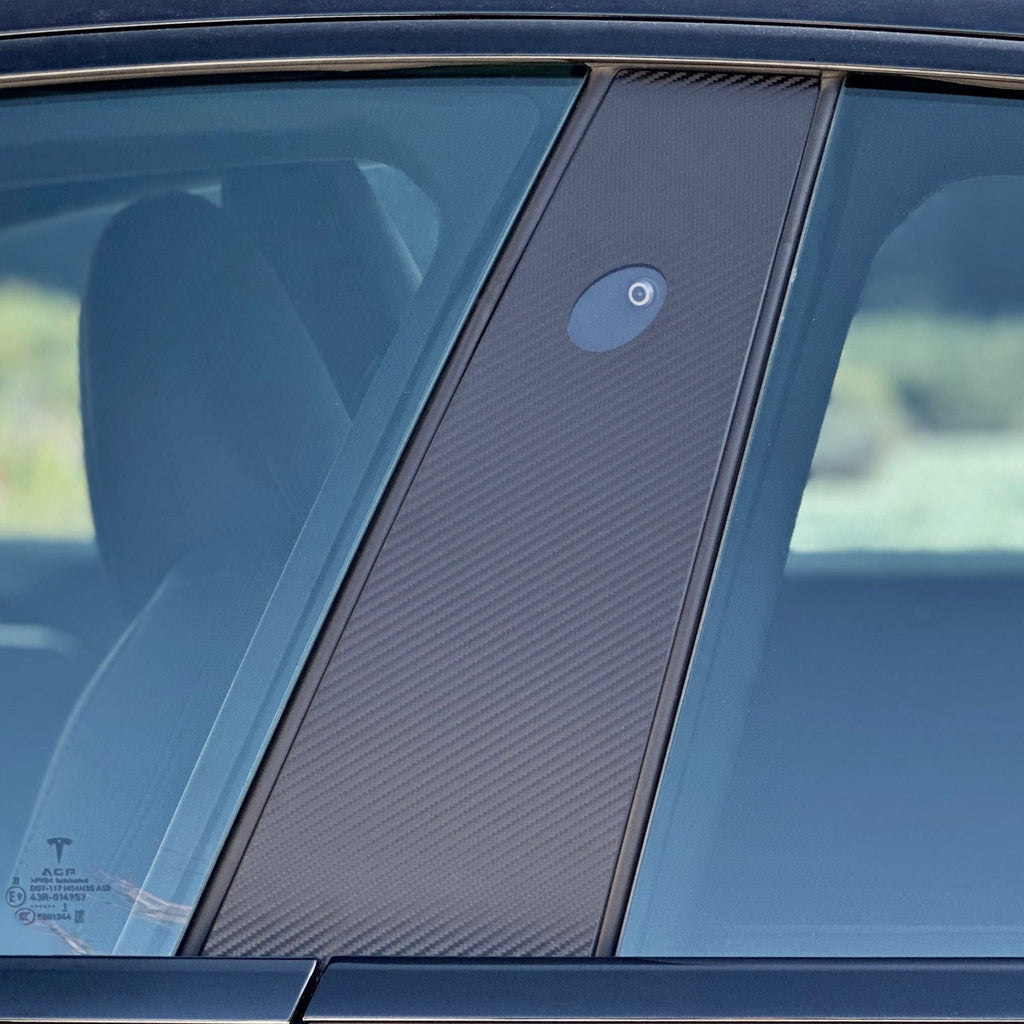 B Pillars Vinyl Wrap | Carbon Fiber Film Decal for Tesla Model S 2021-2026
