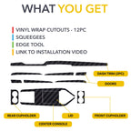 Interior Vinyl Wrap Kit | Plaid Style Black Carbon Fiber for Tesla Model S 2021-2026