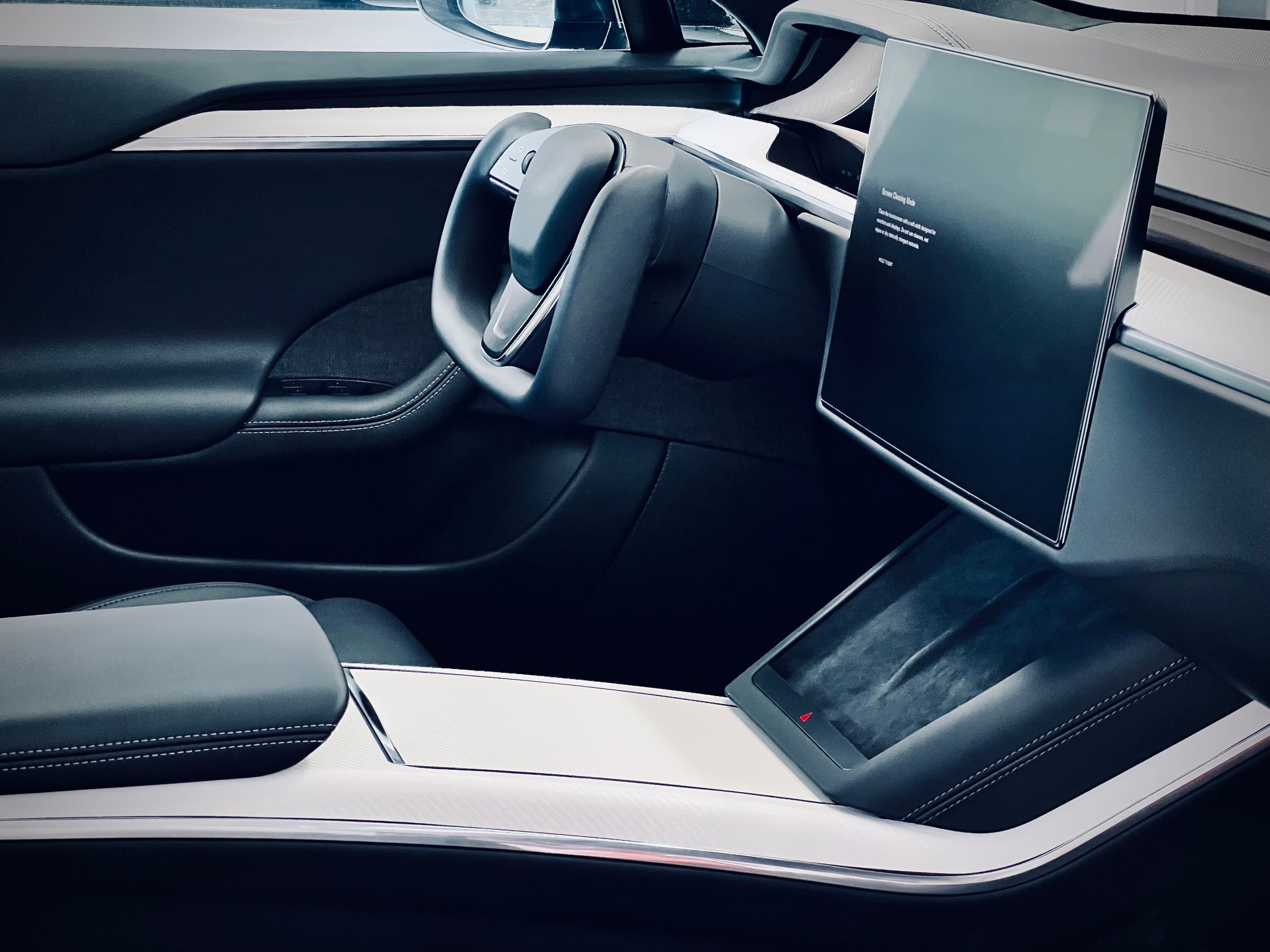 Interior Vinyl Wrap Kit | Plaid Style Black Carbon Fiber for Tesla Model S 2021-2026