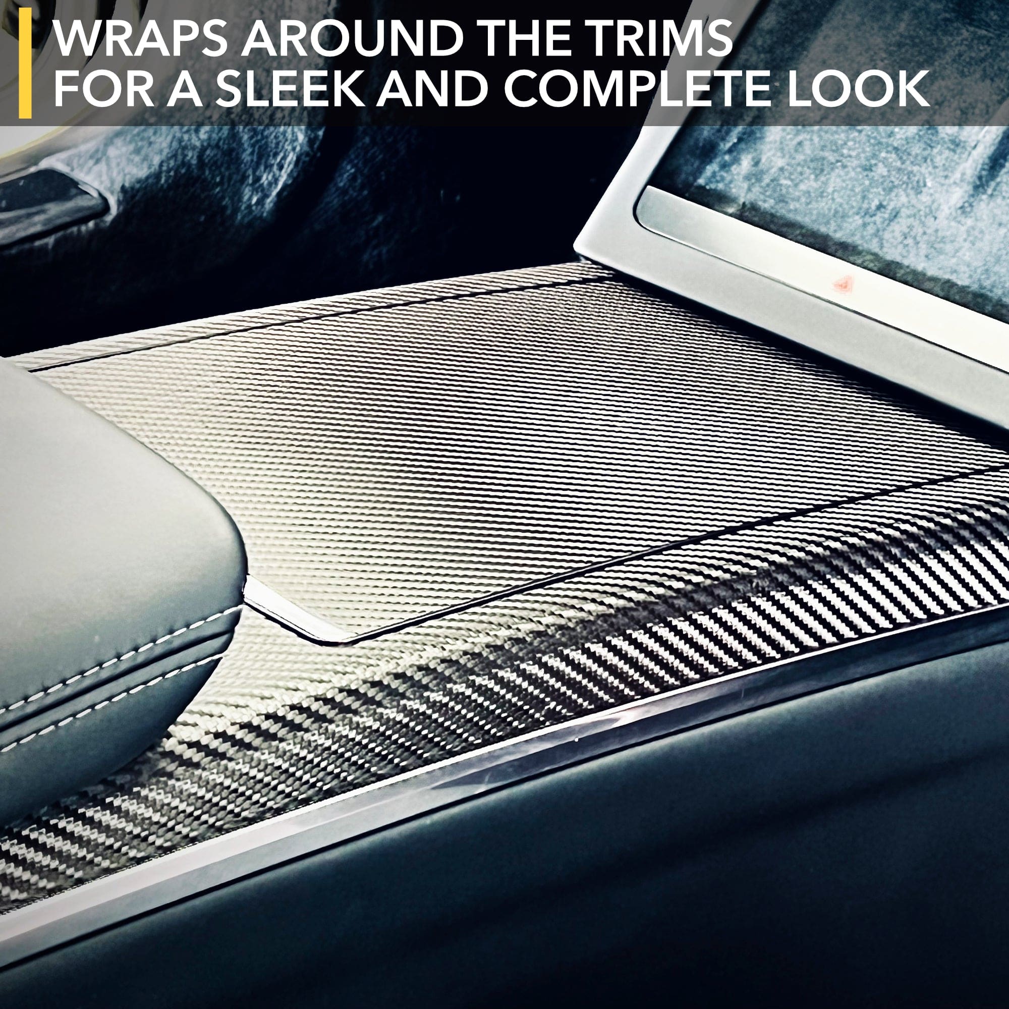 Interior Vinyl Wrap Kit | Plaid Style Black Carbon Fiber for Tesla Model S 2021-2026
